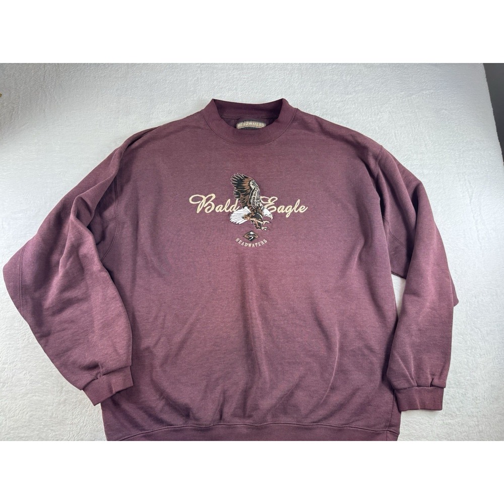 VINTAGE‎ 90's Headwaters Bald Eagle Crewneck Sweatshirt XL Cozy Comfort Warm